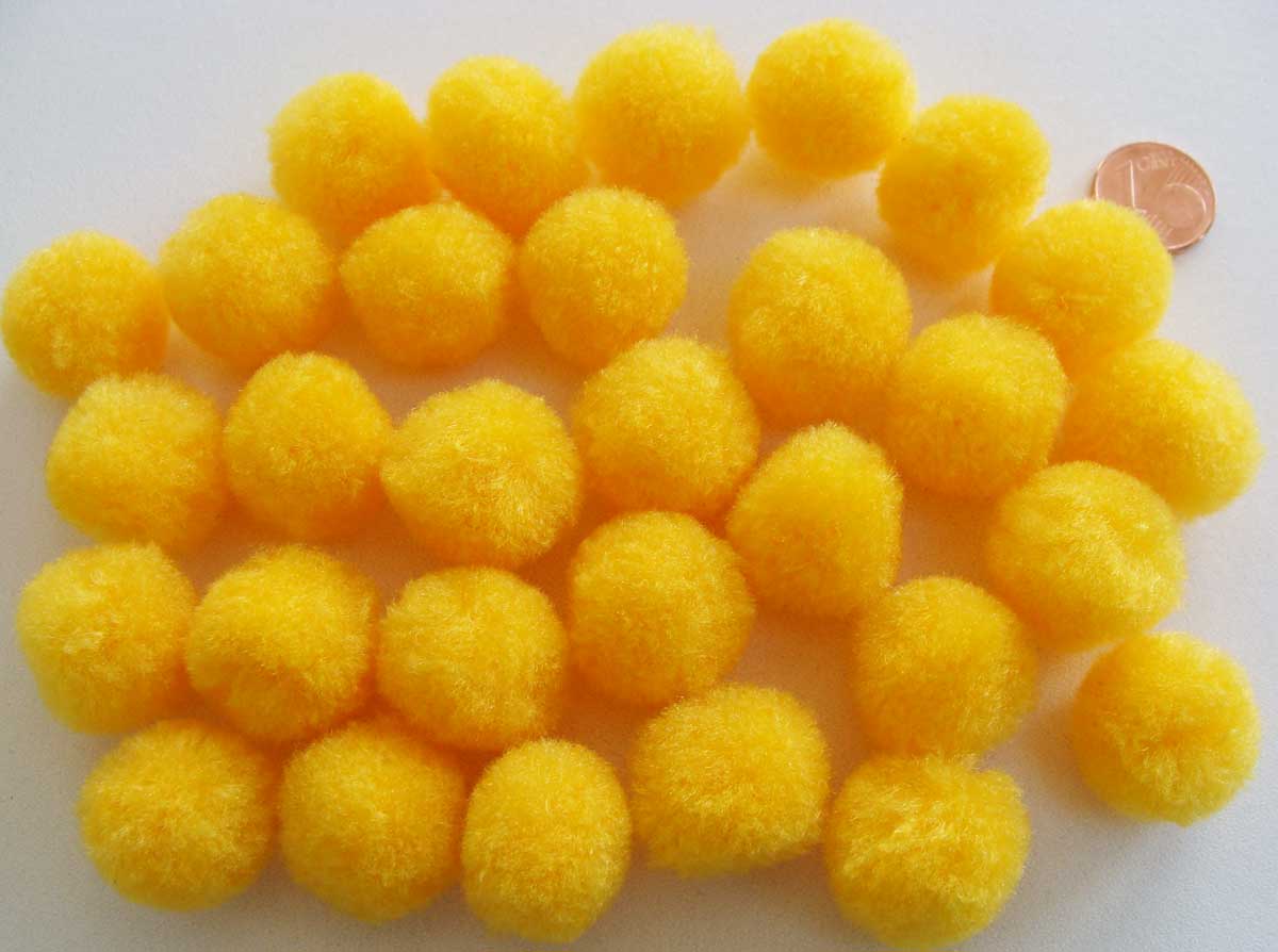 pompon 20mm jaune fonce