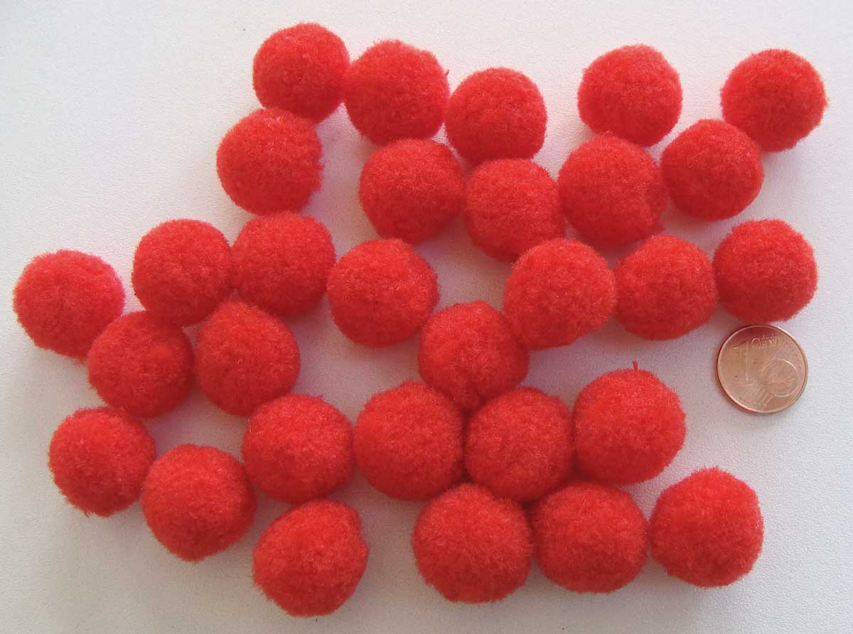 pompon 20mm rouge