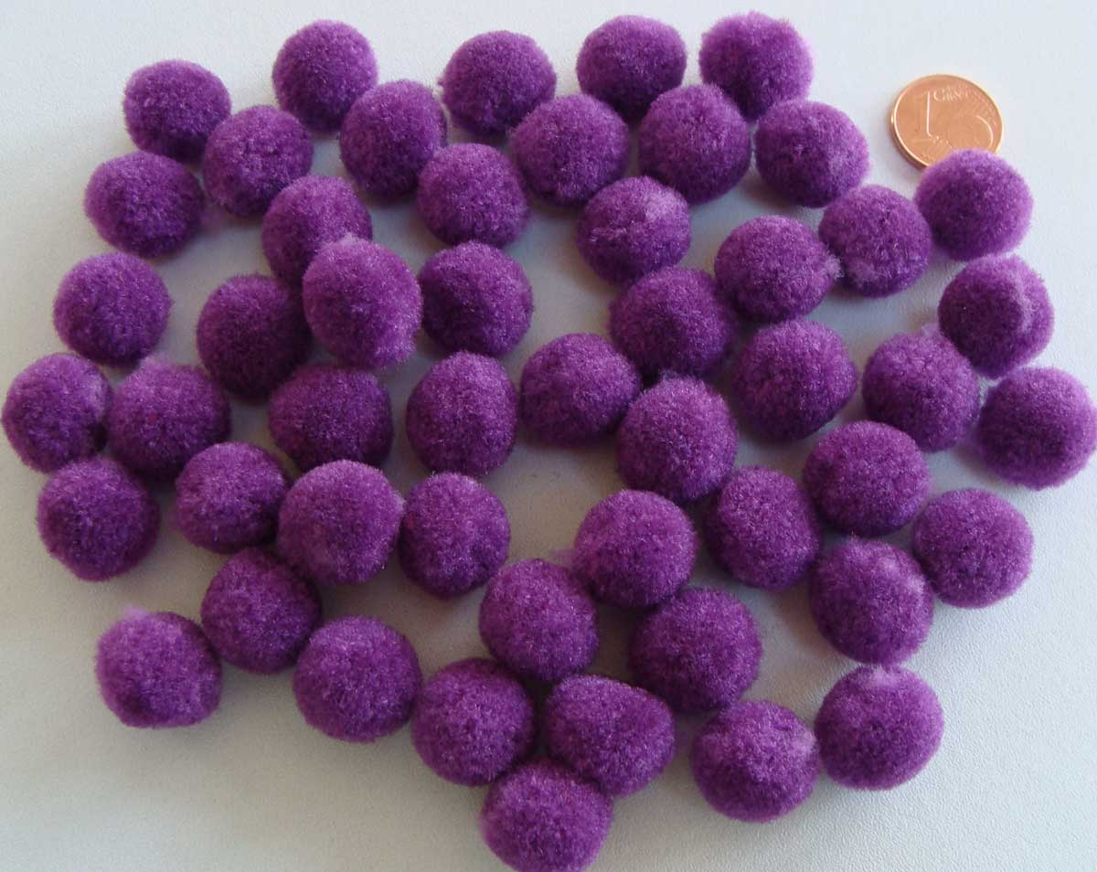 pompon 15mm violet