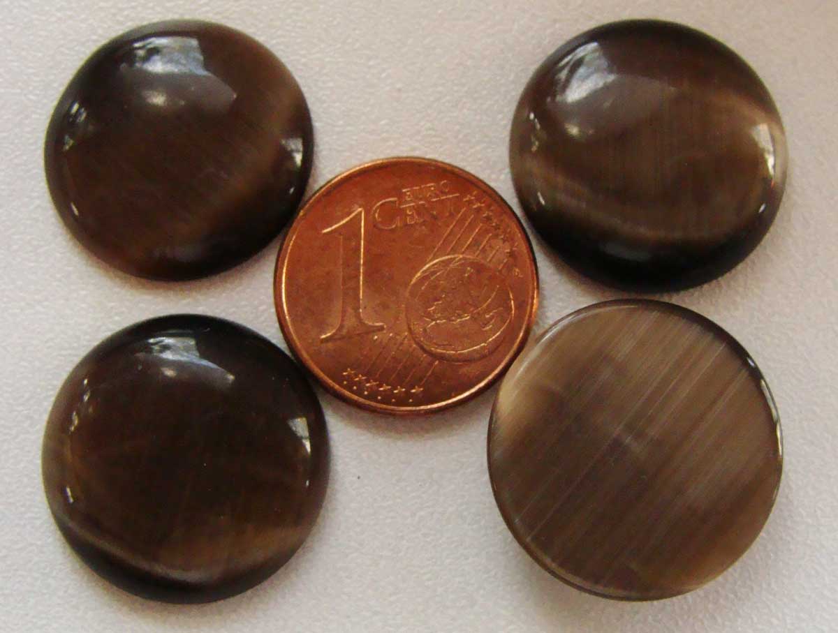 cabochon 18mm marron fonce oeil de chat