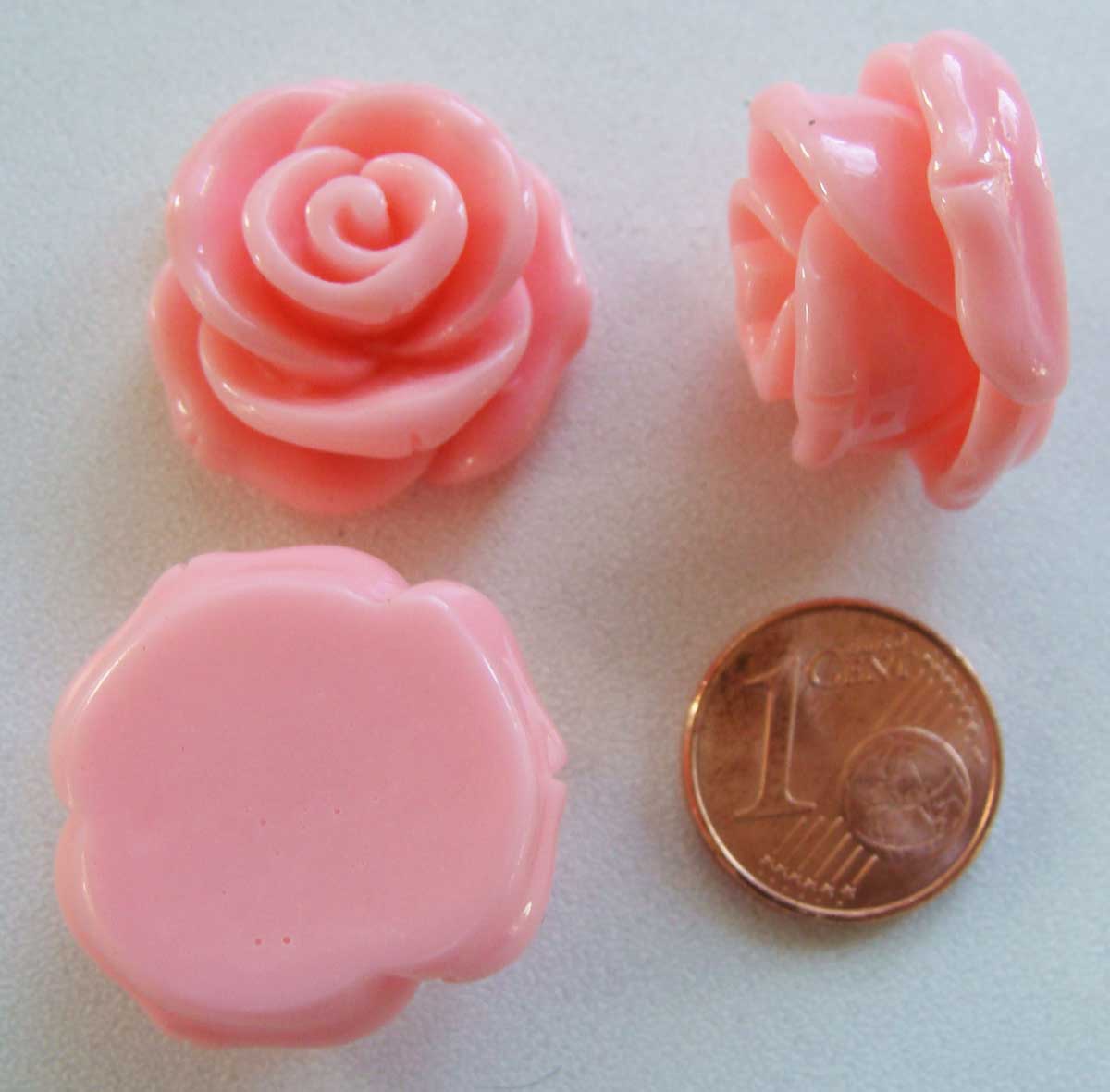 cabochon fleur resine rose cab65