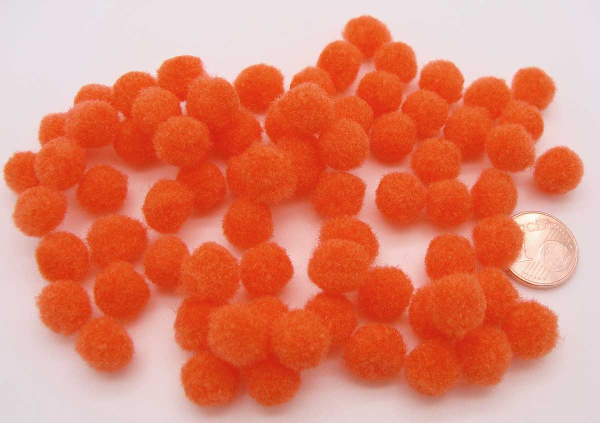 pompon rond 10mm orange