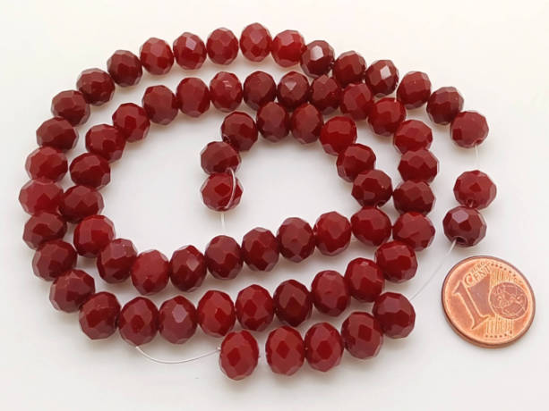perle abacus 8mm rouge fonce verre