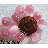 24 Perles œil De Chat Violet 8 Mm – Lot Neuf Pour Création Bijoux