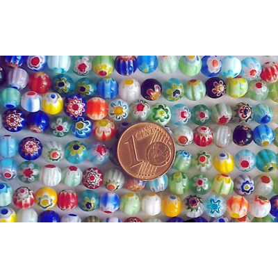 perle millefiori verre 6mm mix