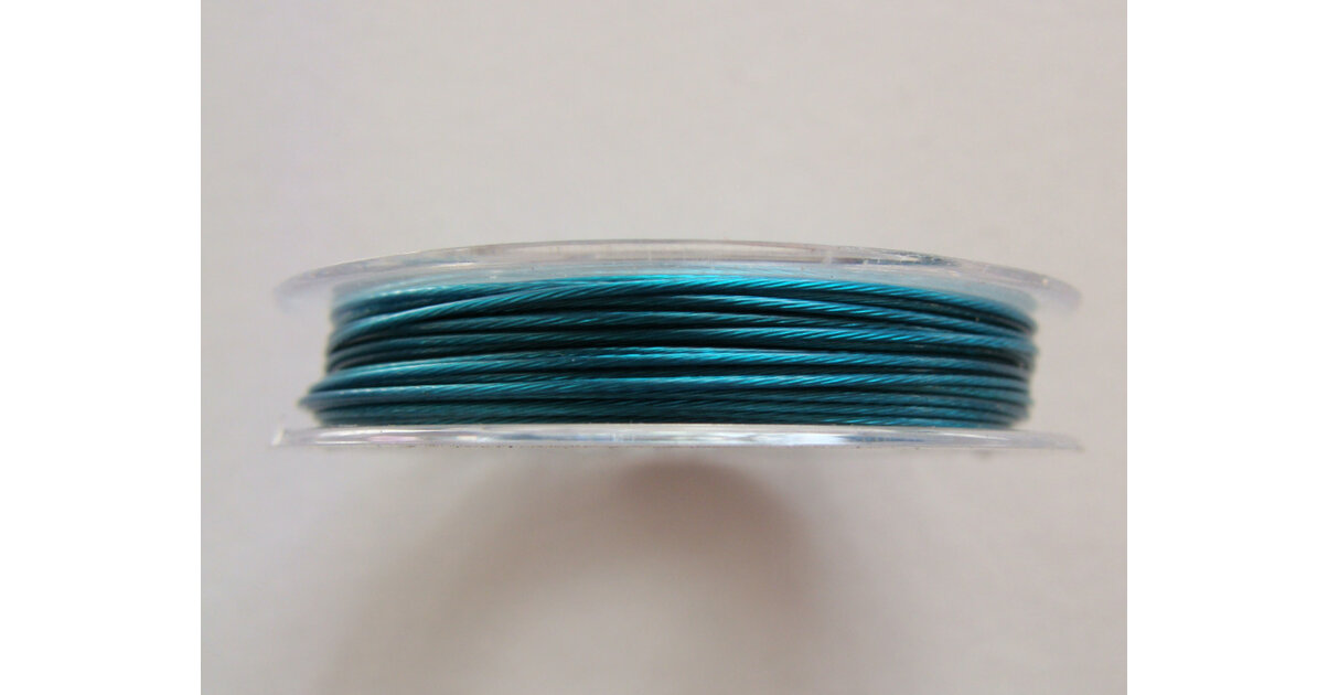 Bobine De Fil Métal Cablé Bleu Turquoise – 70 Mètres, Diamètre 0.38mm – Neuf