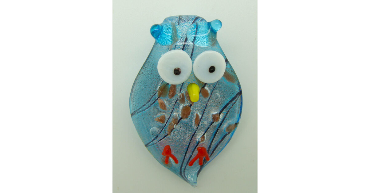 Pendentif Hibou En Verre - Occasion - Bijou Vintage Ou Déco