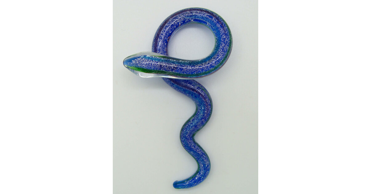 Pendentif Serpent Avec Cristaux Bleu Saphir Sur Cordon Cuir Noir - Occasion Bon état