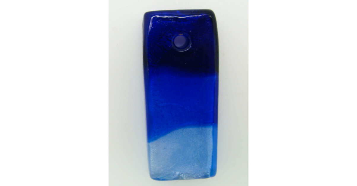 Pendentif Rectangle Argenté 45mm Avec Verre Lampwork Tricolore - Neuf, Couleur Au Choix