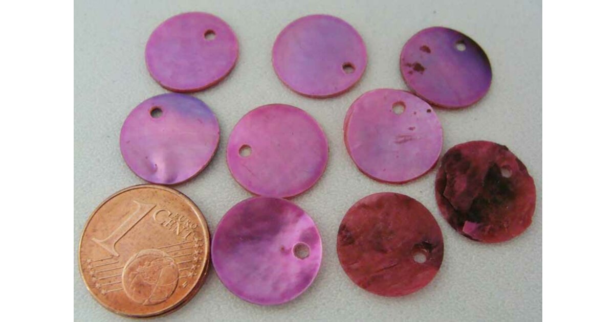 10 Perles Pendentifs En Nacre – Forme Lune Violette – 13 Mm – Idéales Création Bijoux