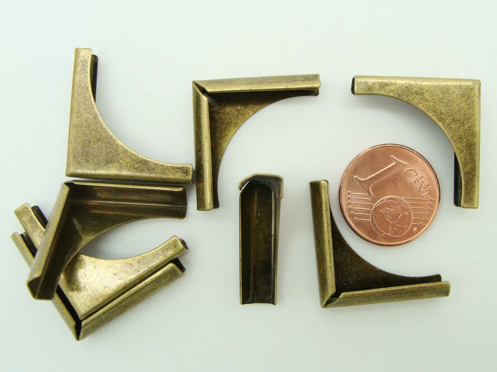 Angles 20mm métal couleur Bronze coins simple par 8 pcs CARTONNAGE