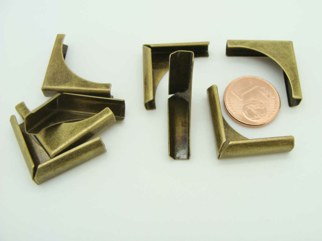 Angles 20mm métal couleur Bronze coins simple par 8 pcs CARTONNAGE