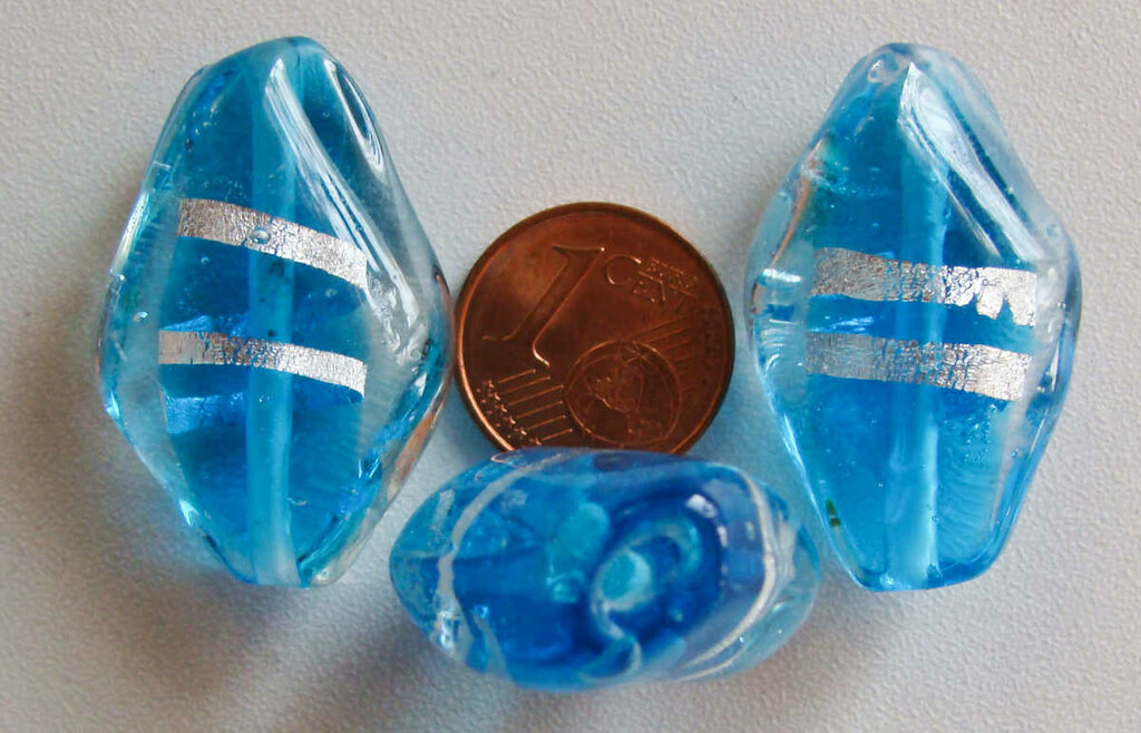 Perles Vintage En Verre Losange Bleu Pervenche - Vente Au Poids (500g), Occasion