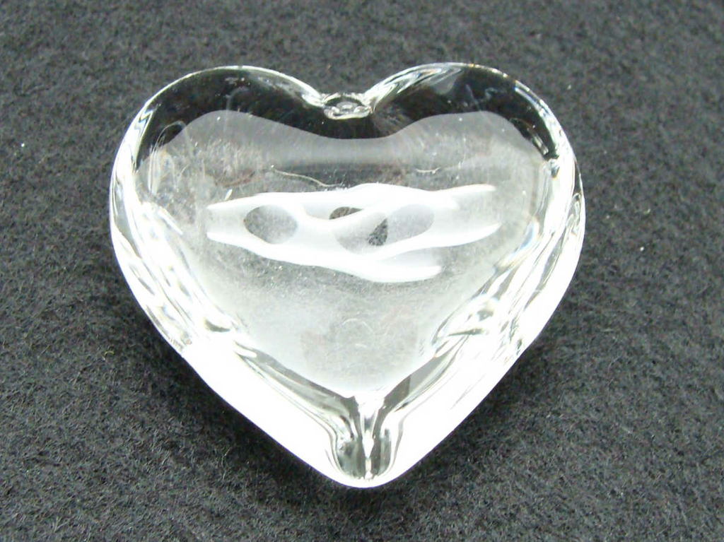 Pendentif coeur 24mm noir et transparent verre façon millefiori