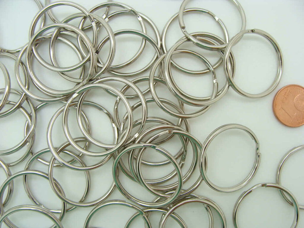 10 Anneaux Porte-Clés Artemio Avec Chaînette - Métal Argenté - 25mm - Pour Création DIY