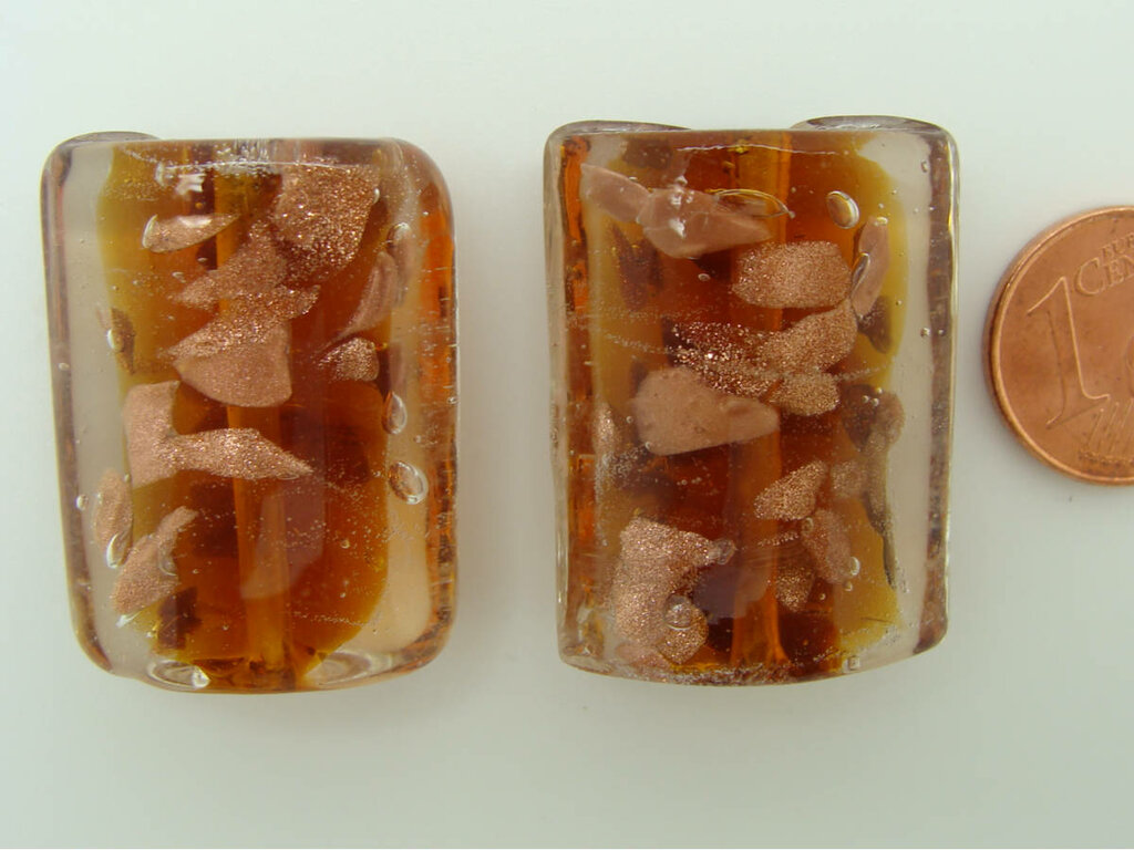 Perles En Verre Ovales Lisses Marron Glacé - Lot Occasion Pour Création De Bijoux