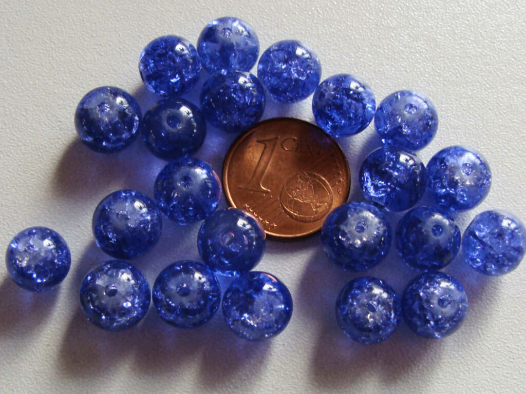 10 Perles Triangles En Acrylique Craquelé Bleu - Dimensions 23x24mm - Pour Création De Bijoux - Neuf