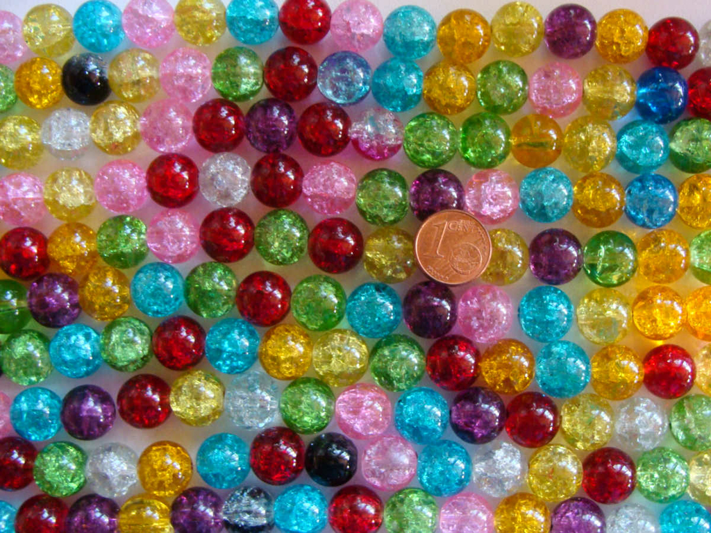 Lot De 200 Perles Rondes En Verre Craquelé De 8 Mm Faites à