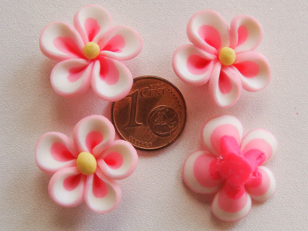 Lot De 35 Perles Fleurs FIMO Style - Couleurs Bleu, Vert, Orange, Rouge, Violet - Pour Création De Bijoux