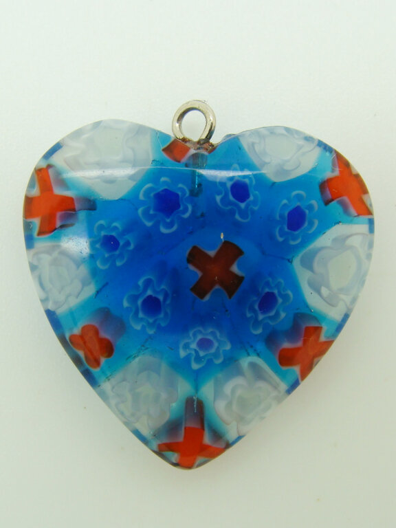 Pendentif Cœur Millefiori En Verre De Murano - Pièce Unique, Chaîne 15 Mm, Multicolore