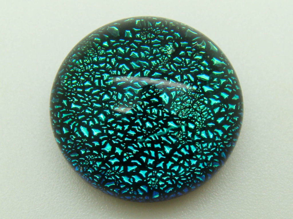 Cabochon Verre Dichro Que Rond Mm Bleu Vert Bleu R Cabochons