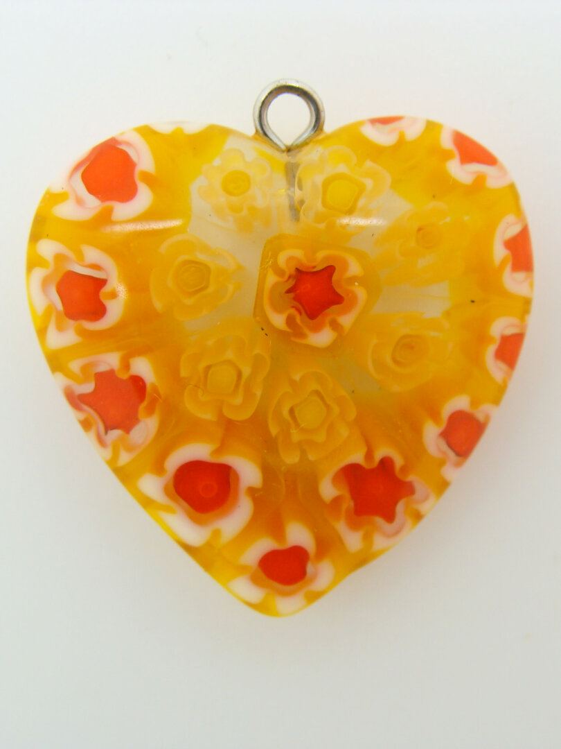 Perles En Pâte De Verre Vertes Millefiori Avec Cœur - Artisanat Indien - Neuf