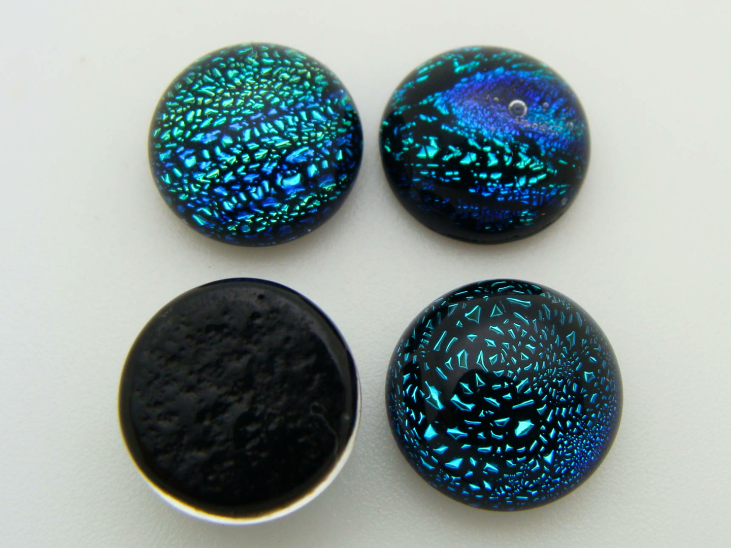 Cabochon Verre Dichroïque Rond 10mm Bleu Foncé Cabochons verre