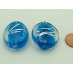 perle verre lampwork 29mm bleu rubarg
