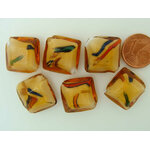 perle losange verre lampwork marron PV16