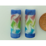 perle tube verre bleu PV21