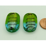 perle verre ovale 26mm vert bleu FA-strie-galet-26mm