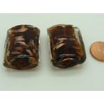 perle tube ovale marron fonce verre touche dore 29x20mm