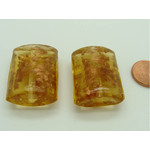 perle miel verre touche dore 29x20mm
