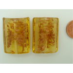 perle tube ovale miel verre touche dore 29x20mm