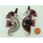 pendentif hippocampe violet verre millefiori Pend-64