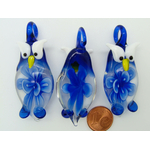 pendentif hibou fleur bleu fonce verre Pend-69