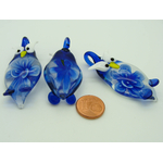 pendentif hibou fleur bleu fonce Pend-69