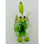 pendentif hibou animal fleur vert Pend-70