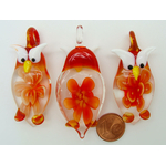pendentif hibou fleur orange verre Pend-70