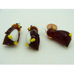 pendentif manchot verre marron Pend-84
