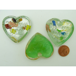 pendentif silver foil coeur vert Pend-121