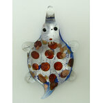 pendentif tortue silver foil bleu fonce verre Pend-123