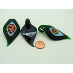 pendentif feuille oeil verre lampwork Pend-131