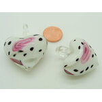 pendentif coeur blanc noir 36mm Pend-136