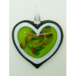 pendentif coeur verre noir vert Pend-153