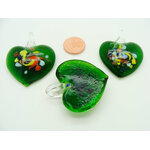 pendentif coeur vert fonce verre 38mm Pend-156