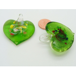 pendentif coeur verre vert touches multicolores Pend-156-1