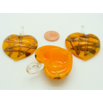 pendentif coeur verre orange rayure dore Pend-160