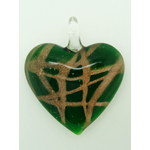 pendentif coeur vert fonce rayure dore Pend-160-1