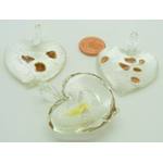 pendentif coeur verre feuille argente 36mm Pend-166